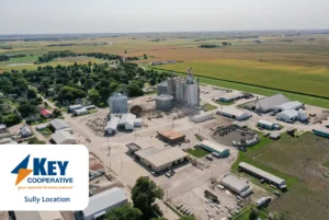 Ariel shot of Key Cooperative in Sully